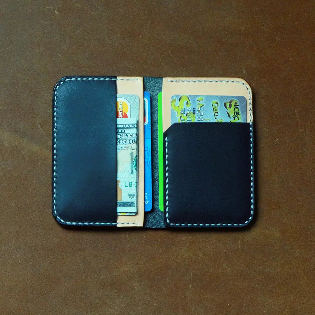 Sleek Folded Leather Card Holder