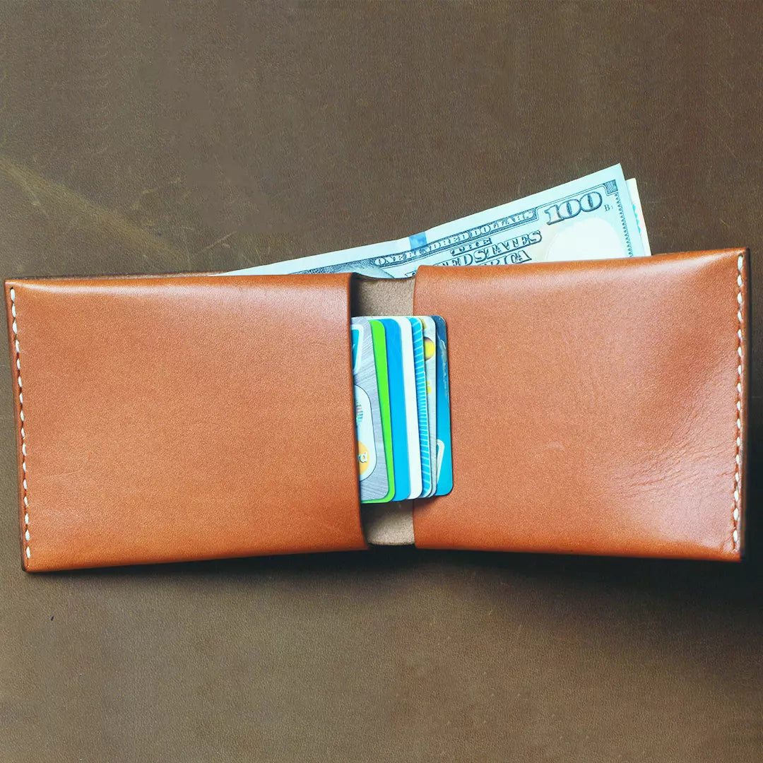 Minimalist Handmade Short Veg-tan Leather Wallet