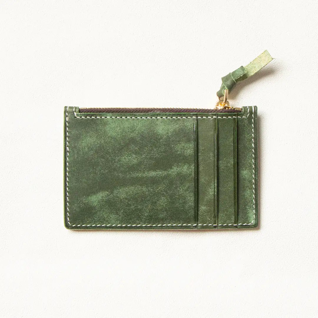 Ethnic Vegetable Tanned Leather Card Holder with Zip